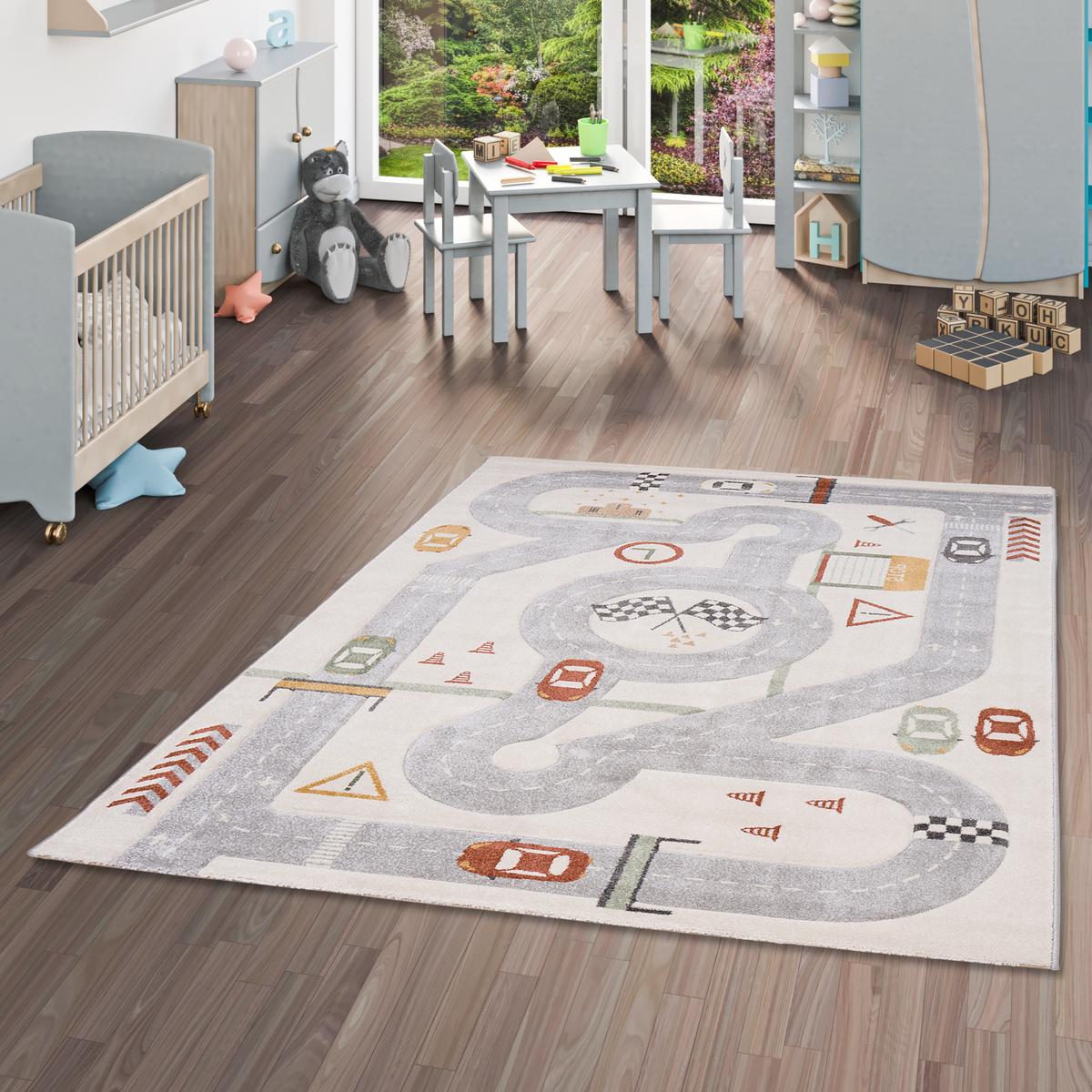 KINDER TEPPICH MAUI KIDS RENNBAHN - Grau, Textil (200/290cm) - Pergamon