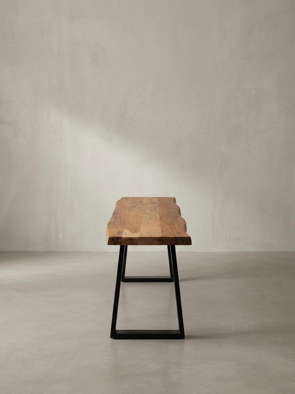 ESSZIMMERBANK Massivholz Metall Baumkante ohne Lehne, Akazie 140x40x46 cm - Schwarz/Braun, Holz/Metall (140/46/40cm) - KADIMA DESIGN