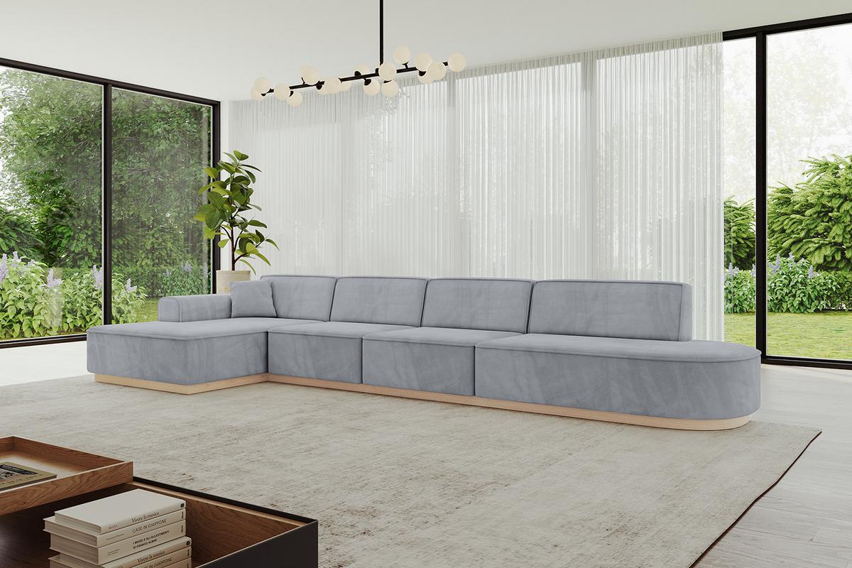 ECKSOFA Ottomane Links IREA-L3 - 412x165x80 cm Grau - Titanfarben, Holzwerkstoff/Textil (412/165cm) - ALTDECOR