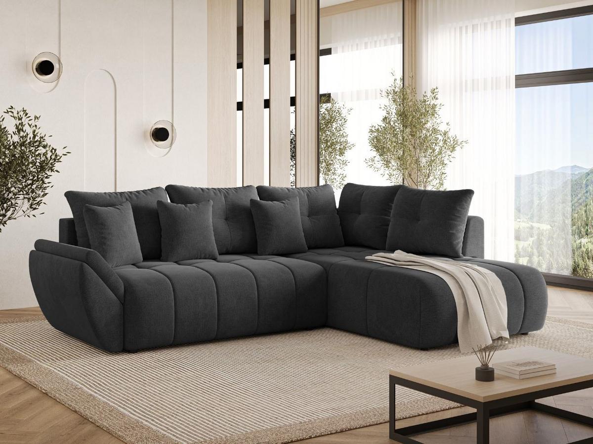 ECKSOFA Genoa Anthrazit - Anthrazit, Holz/Textil (266/190cm) - Graingold