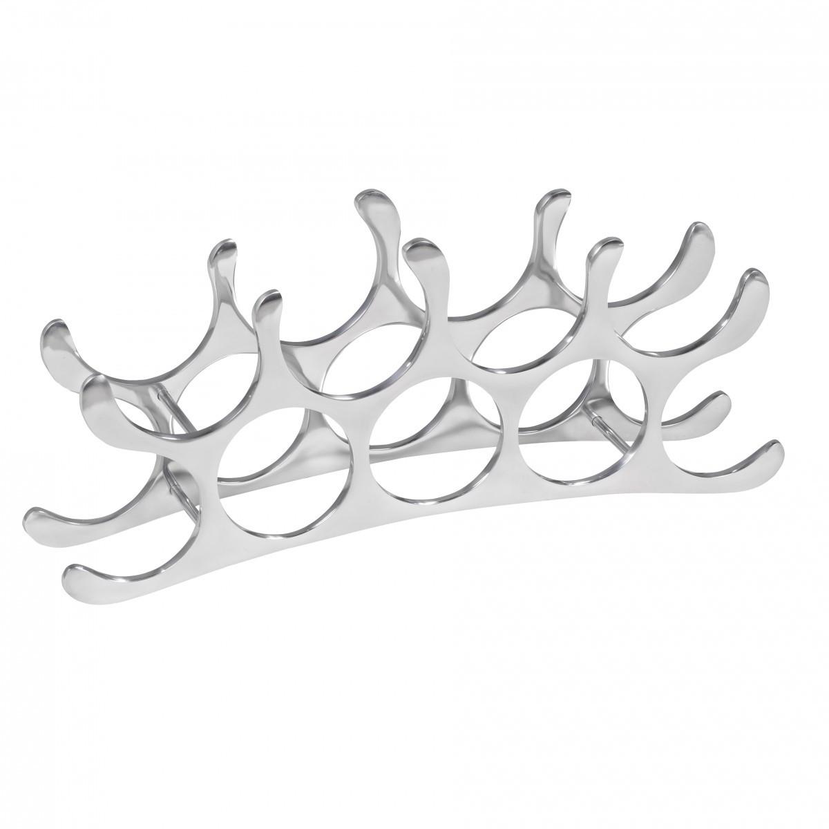WEINREGAL Metall Modern Stil für 9 Flaschen handgefertigt stabil - Silberfarben, Metall (55/20/12cm) - KADIMA DESIGN