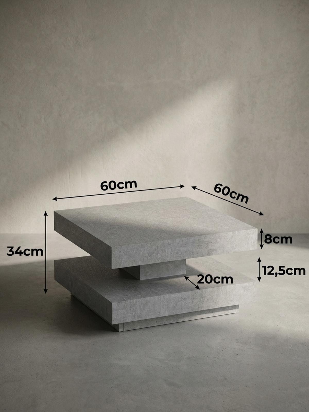 COUCHTISCH in Stein-Optik mit Stauraum, Modernes Design, Quadratisch, Grau 60x60x34 cm - Grau, Holzwerkstoff (60/60/34cm) - KADIMA DESIGN