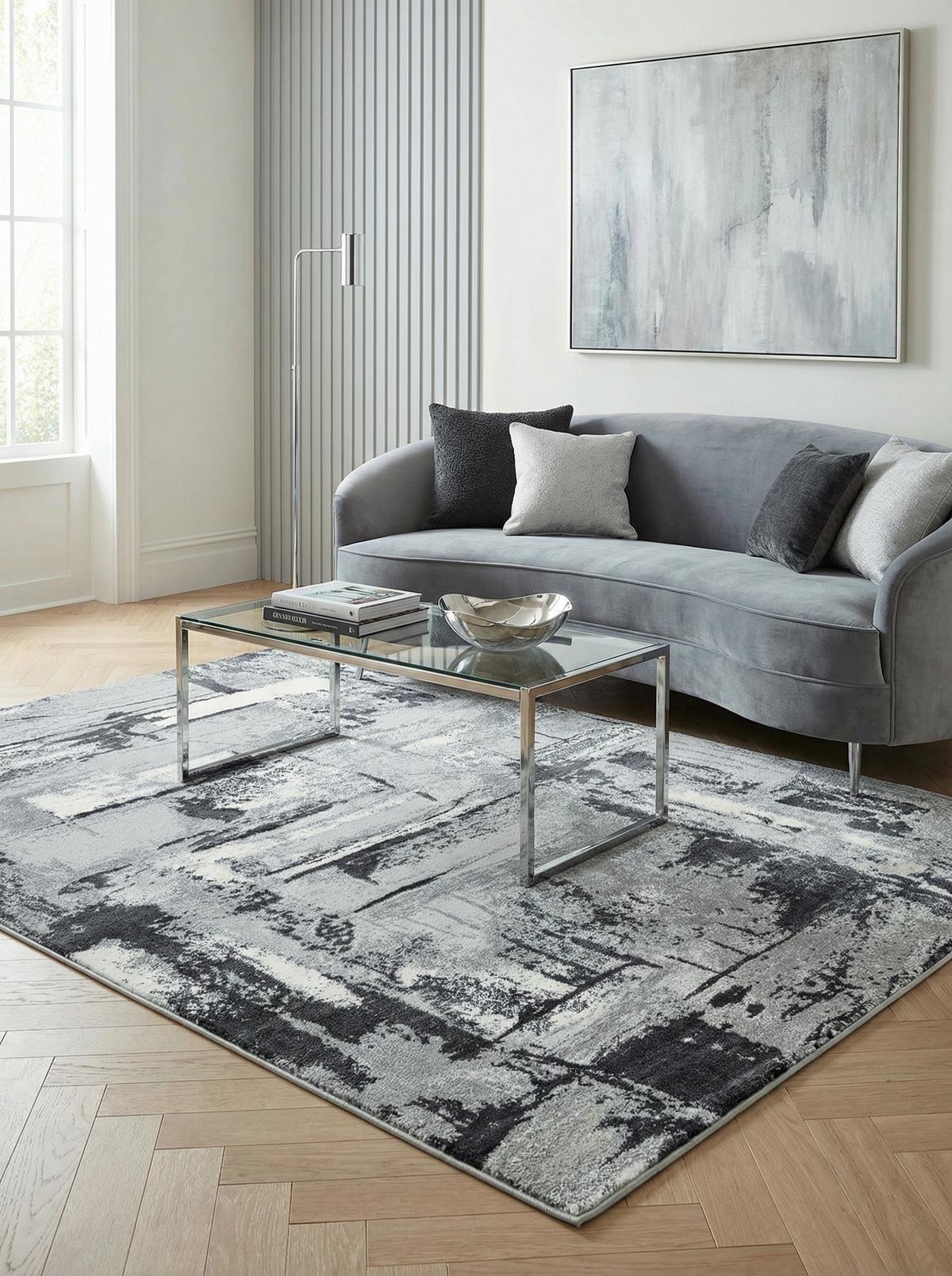 TEPPICH PARMA-Felino, abstrakt, Silbergrau, 160 x 230 cm - Grau, Textil (230/160cm) - KADIMA DESIGN