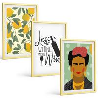 BILDER SET 3er Set - 40x60 cm Goldrahmen - Zitronenweinporträt von Frida - Goldfarben, Kunststoff (40/60cm) - TULUP