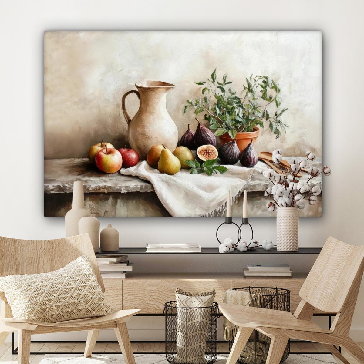LEINWANDBILD Obst - Kräuter - Ländlich Groß 140x90 cm - Naturfarben, Textil (140/90cm) - MuchoWow