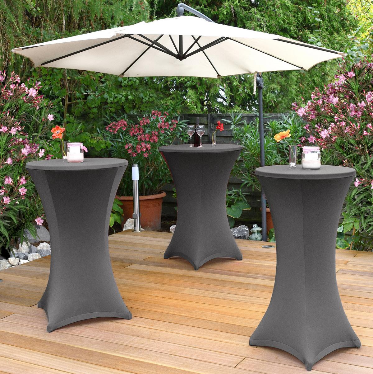 STEHTISCHHUSSE Stella Ø 80cm Anthrazit (5tlg) - Anthrazit, Textil (80/110cm) - Beautissu 