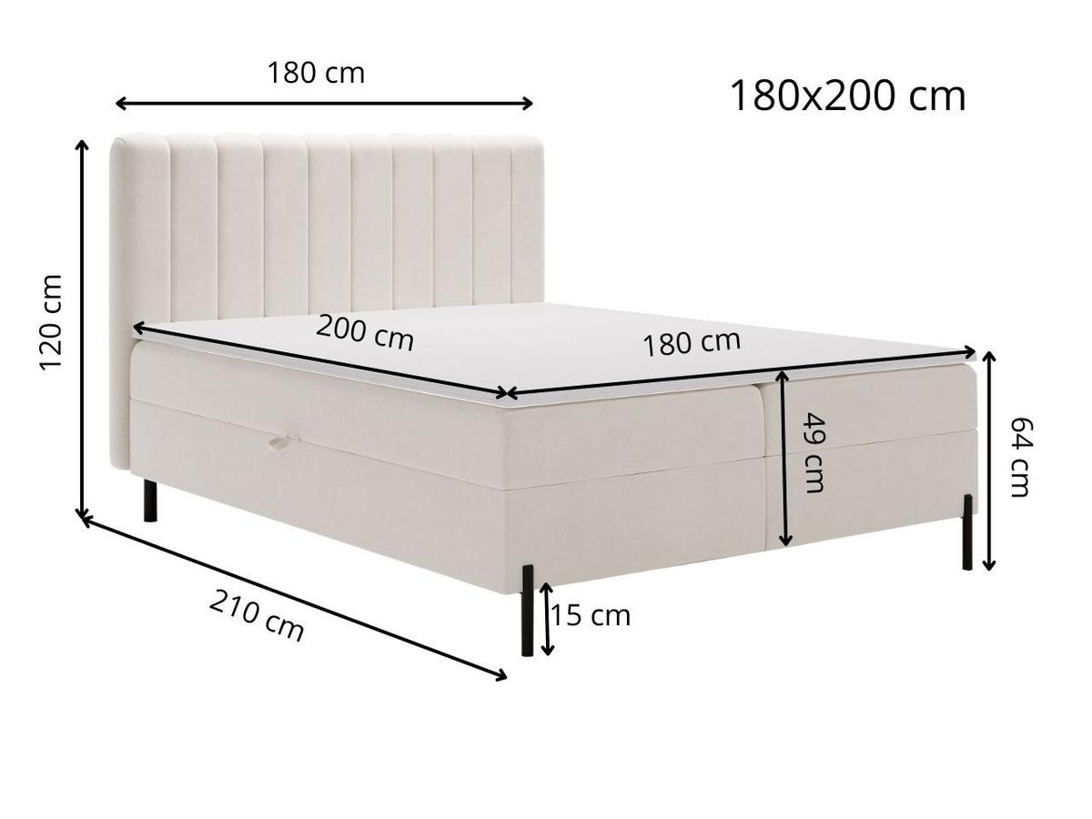 BOXBETT Primavera 180x200 Schwarz - Schwarz, Holz/Textil (180/200cm) - Graingold
