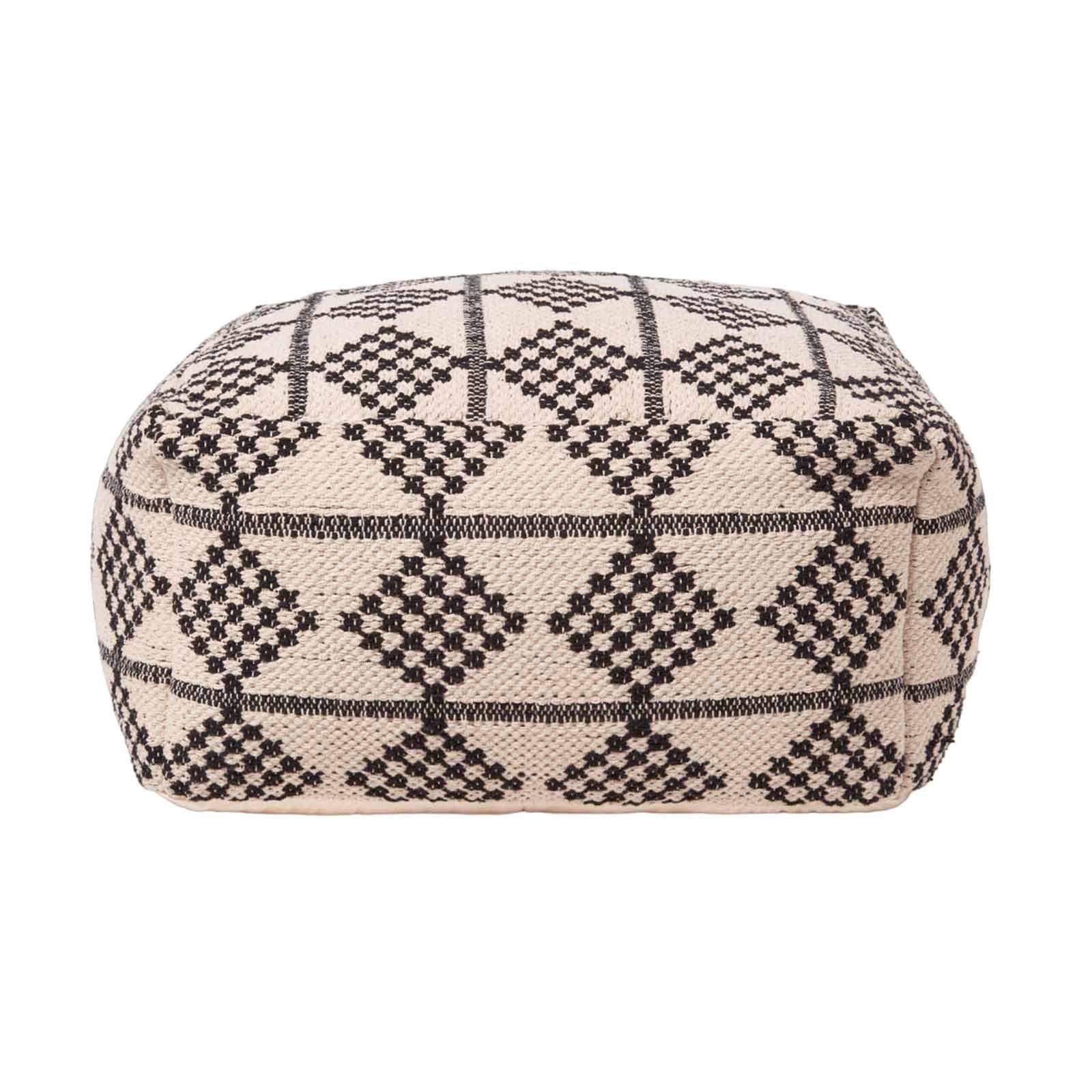 SITZPOUF Adana schwarz-creme gemustert, 55/55/30 cm - Schwarz, Textil (55/30/55cm) - Homescapes