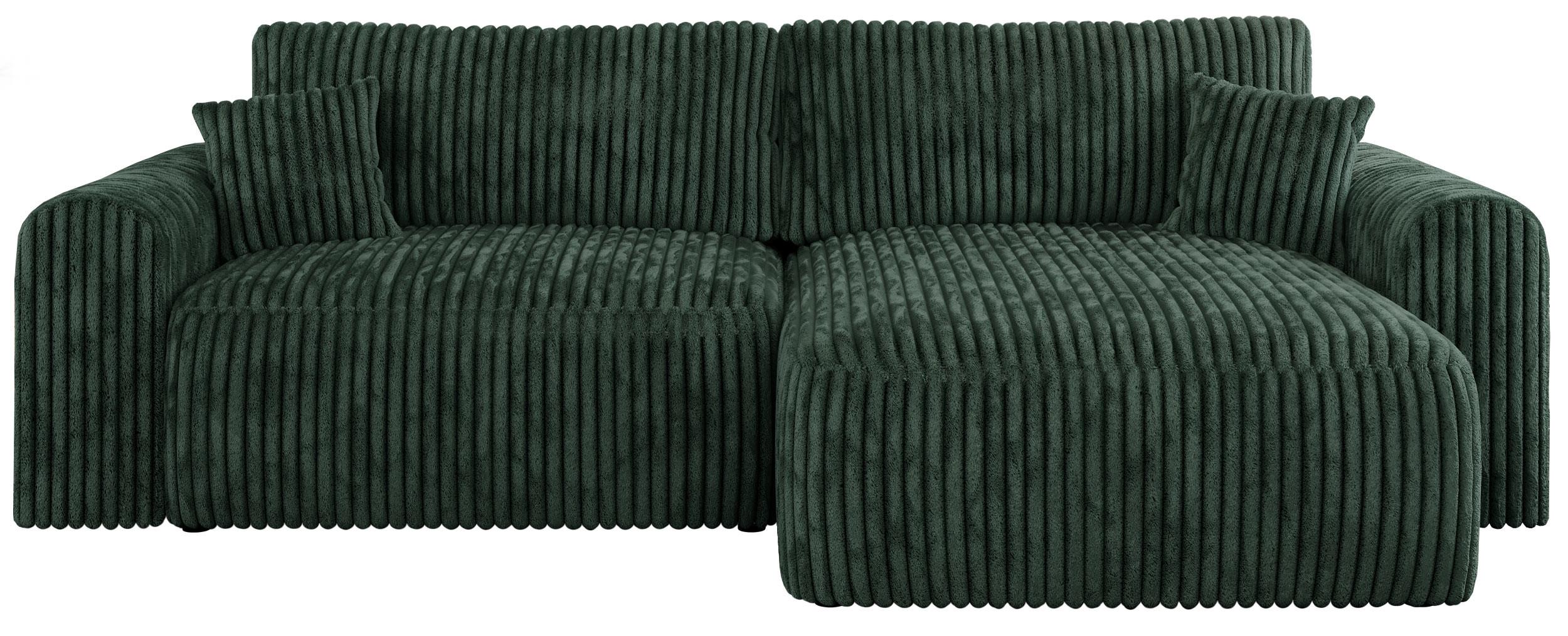 ECKSOFA NELSON Grün Cord - Schwarz/Grün, Kunststoff/Textil (274/152cm) - MKS