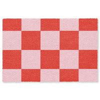 FUSSMATTE Schachbrettmuster - Rot - Rosa - Würfel Türmatte 180x120 cm - Rot, Kunststoff (180/0.4cm) - MuchoWow