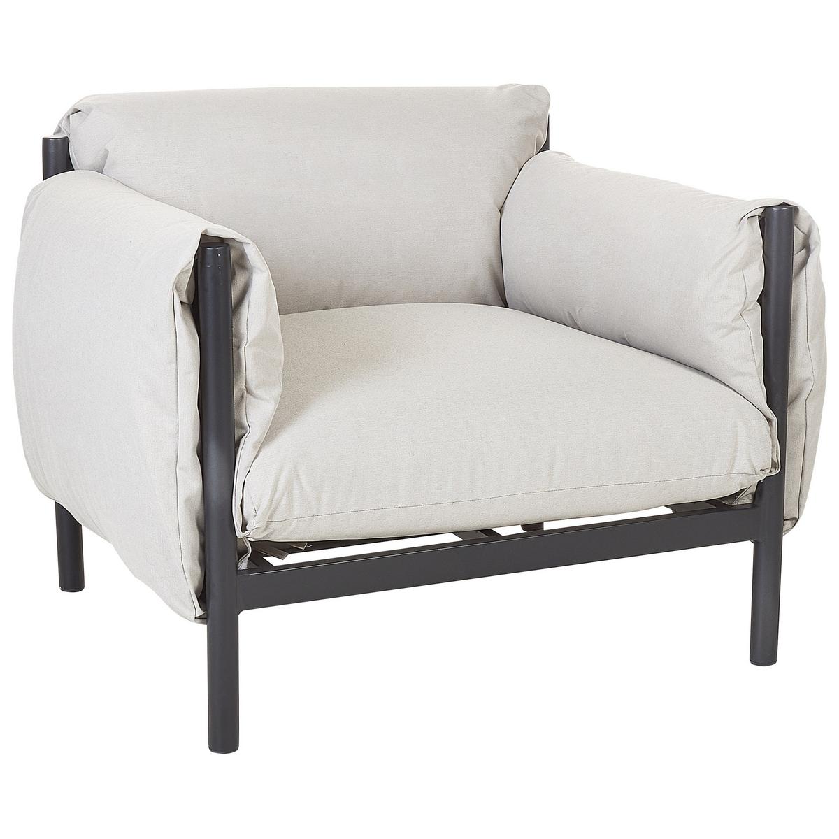4-SITZER LOUNGE SET Aluminium hellgrau/schwarz Esperia - Hellgrau/Schwarz, Metall - Beliani