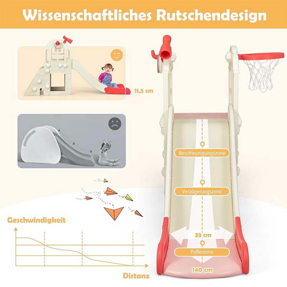 SPIELPLATZ 6 in 1 Kinder Pink - Pink, Kunststoff (190/98/83cm) - COSTWAY