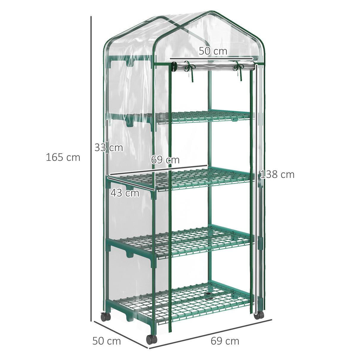FOLIENGEWÄCHSHAUS, Stahl, Transparent - Transparent, Metall (50/165/69cm) - Outsunny