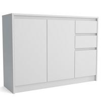 KOMMODE ASTORRE 113/82/35 cm mit 2 Schubladen 3 Türen Weiß - Weiß, Holzwerkstoff (113/82/35cm) - MASSENO