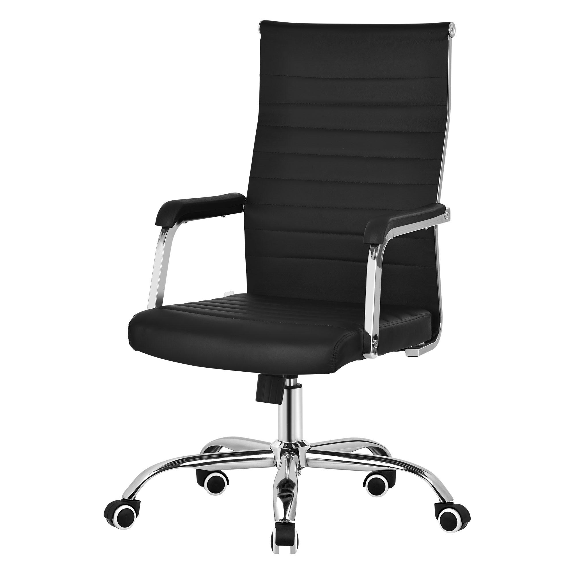 BÜROSTUHL Schwarz aus Kunstleder mit Stahlgestell - Silberfarben/Schwarz, Metall (62/117/62cm) - ML-DESIGN