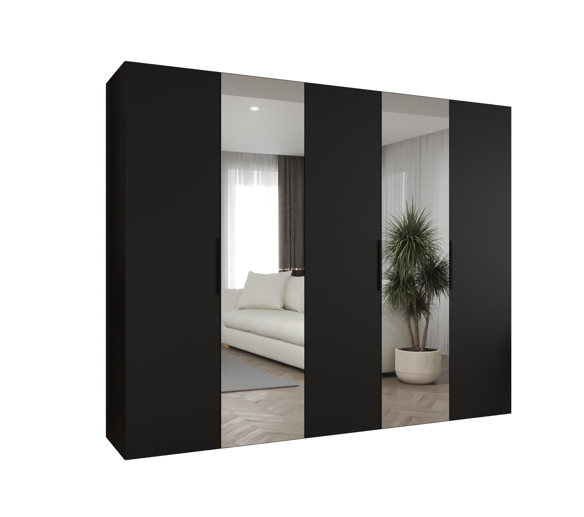 DREHTÜRENSCHRANK 202/250/52 5-türig - Kaschmir/Schwarz, Holz (250/202/52cm) - MÖBEL KRYSPOL