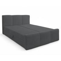 BOXBETT ANKARRA 140x200 cm mit Bettkasten und Matratze - Grau + TOPPER - Schwarz/Grau, Holz/Holzwerkstoff (140/200cm) - AX Living