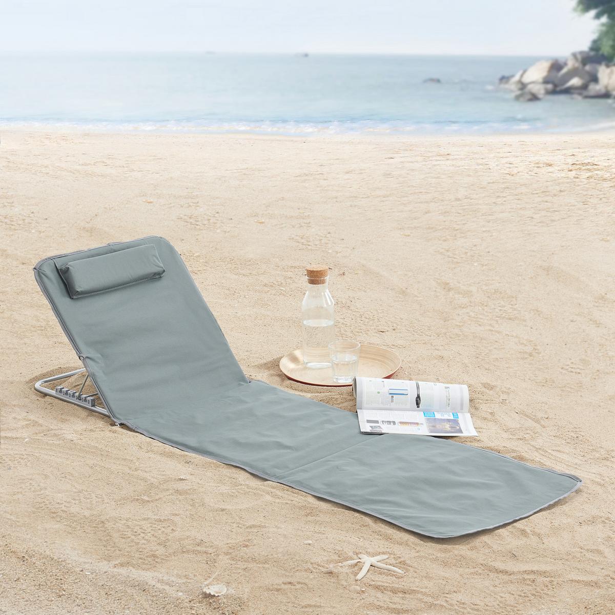 STRANDMATTEN-SET 2 TLG. Cellorigo - Dunkelgrau, Textil/Metall (160/42/49cm) - [en.casa]