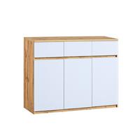 KOMMODE KRYOS 120/94/40cm mit 3 Schubladen 3 Türen Eiche Wotan - Eiche Wotan/Weiß, Holzwerkstoff (120/94/40cm) - MASSENO