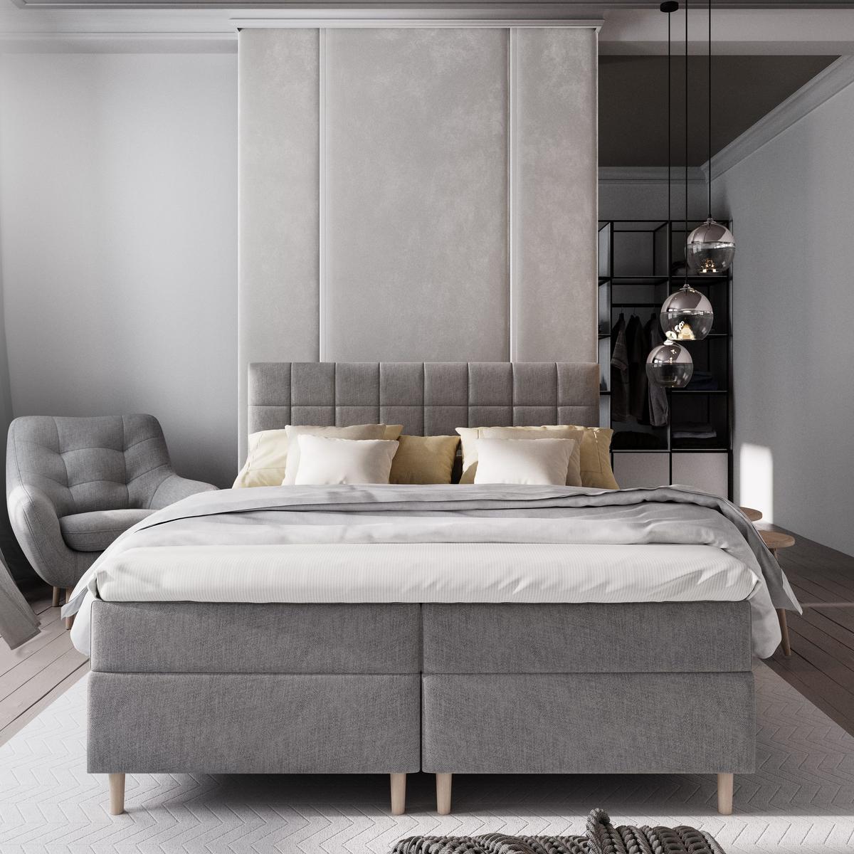 BOXBETT IBIZA 160x200 cm mit Matratze und Topper - Beige - Beige, Holz (160/200cm) - MASSENO