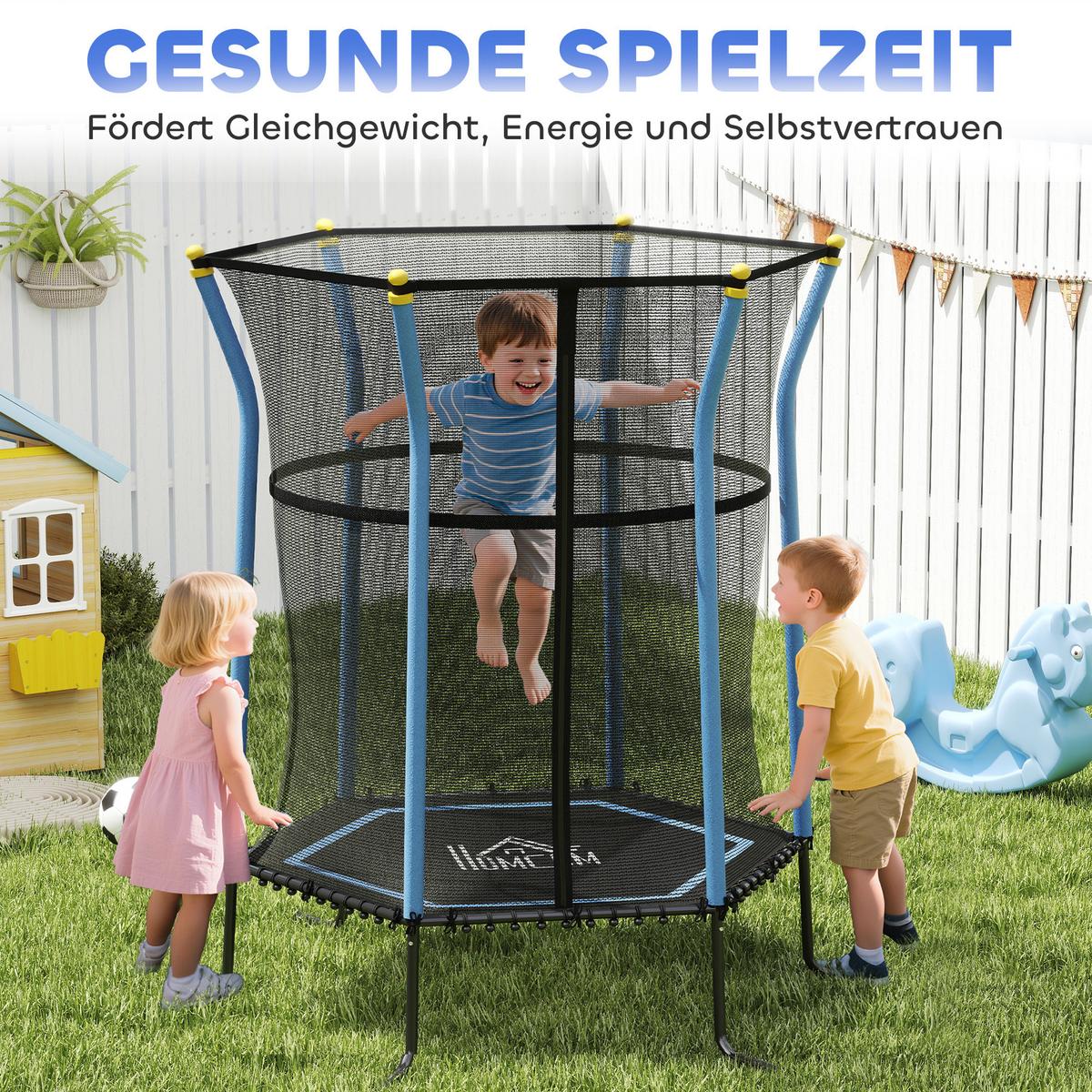 KINDERTRAMPOLIN Stahl Kunststoff Blau - Blau, Metall (111/122cm) - HOMCOM