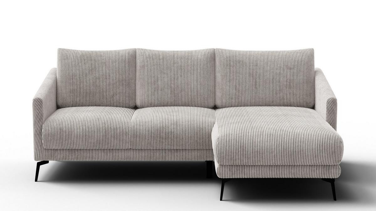 ECKSOFA VILT 3-Sitzer, perlweiß - Schwarz/Weiß, Holzwerkstoff/Textil (221/156cm) - Wozimo