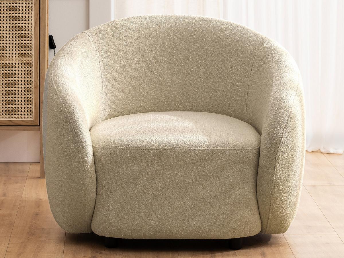 SESSEL Roundi Beige Bouclé - Beige/Schwarz, Holz/Kunststoff (90/76/80cm) - S-Style Möbel