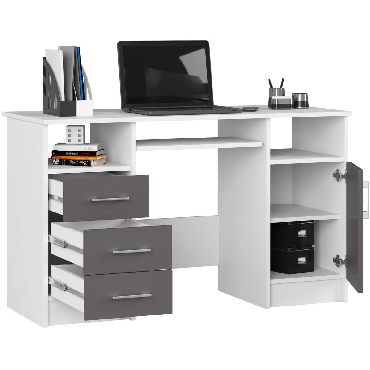 SCHREIBTISCH Weiß, Graphit Grau 74/124/52 - Anthrazit/Weiß, Holzwerkstoff (124/52/74cm) - RAUMHIRSCH FURNITURE