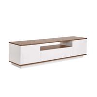 TV furniture with 3 folding doors and 1 niche, L180 cm - Weiß, Holzwerkstoff (44.5/44.6/12cm) - Calicosy