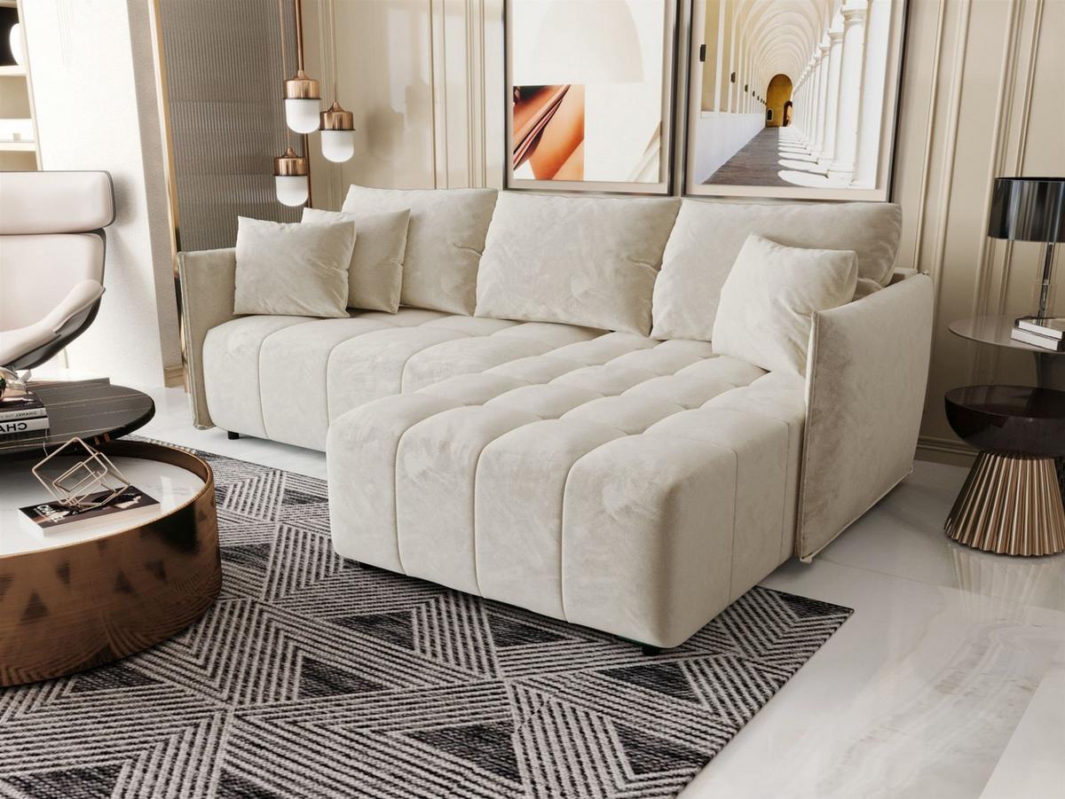 ECKSOFA Treviso - Creme, Holzwerkstoff/Textil (245/185cm) - Fun Möbel