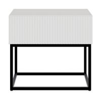 NACHTSCHRANK Veldio Weiß mit schwarzen Beinen 50 cm - Schwarz/Weiß, Holzwerkstoff/Metall (50/44/35.6cm) - Selsey