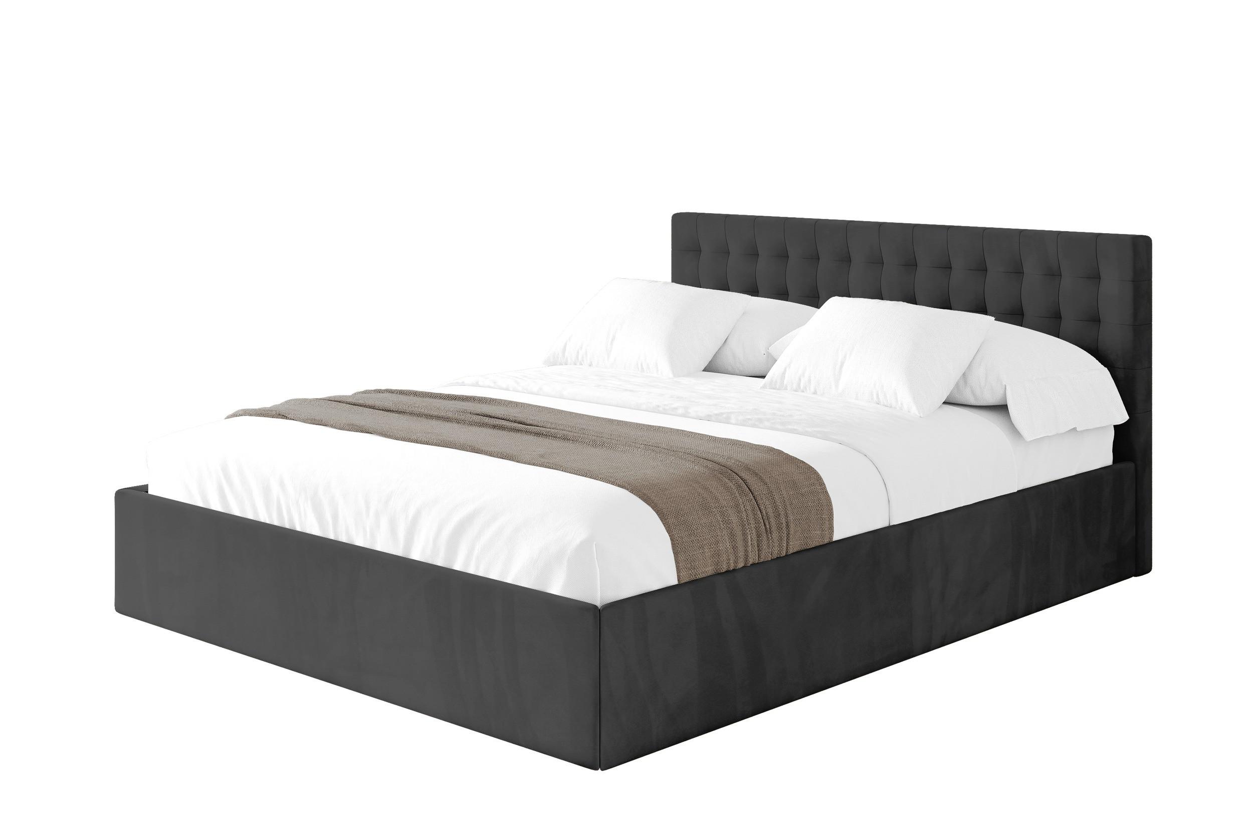 POLSTERBETT mit Bettkasten und Lattenrost, Boxbett ohne Matratze - PARI 140x200 Schwarz - Schwarz, Holzwerkstoff/Textil (140/200cm) - ALTDECOR