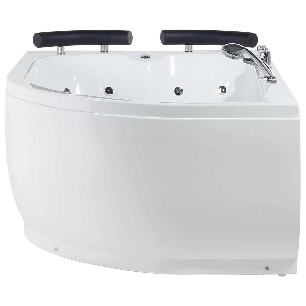 WHIRLPOOL-BADEWANNE mit LED 113x160x63 cm weiß Paradiso - Weiß, Kunststoff (113/63/160cm) - Beliani