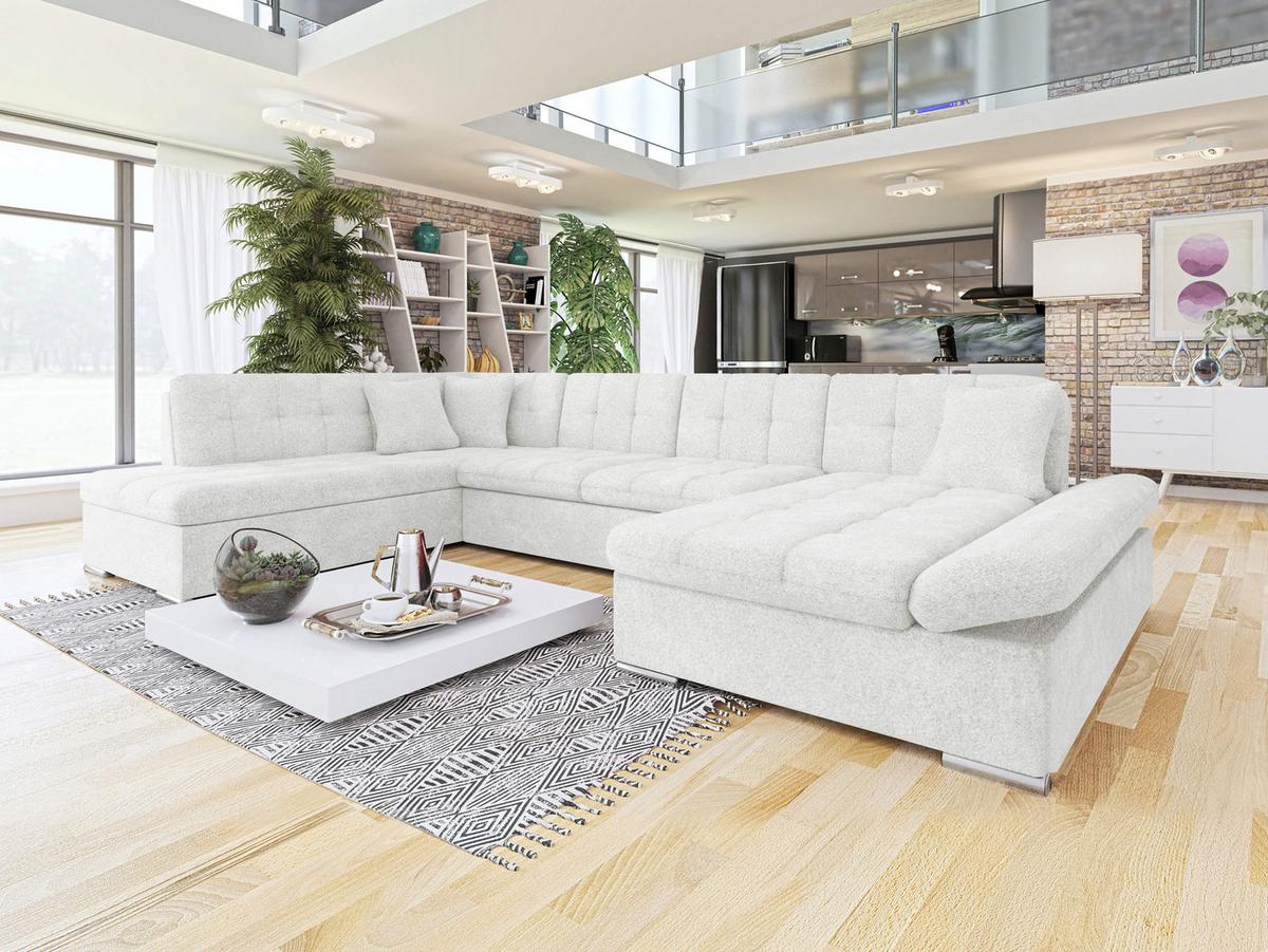 ECKSOFA Bergen, Seite: Rechts - Silberfarben/Hellgrau, Holz/Textil (345/76/205cm) - MIRJAN24