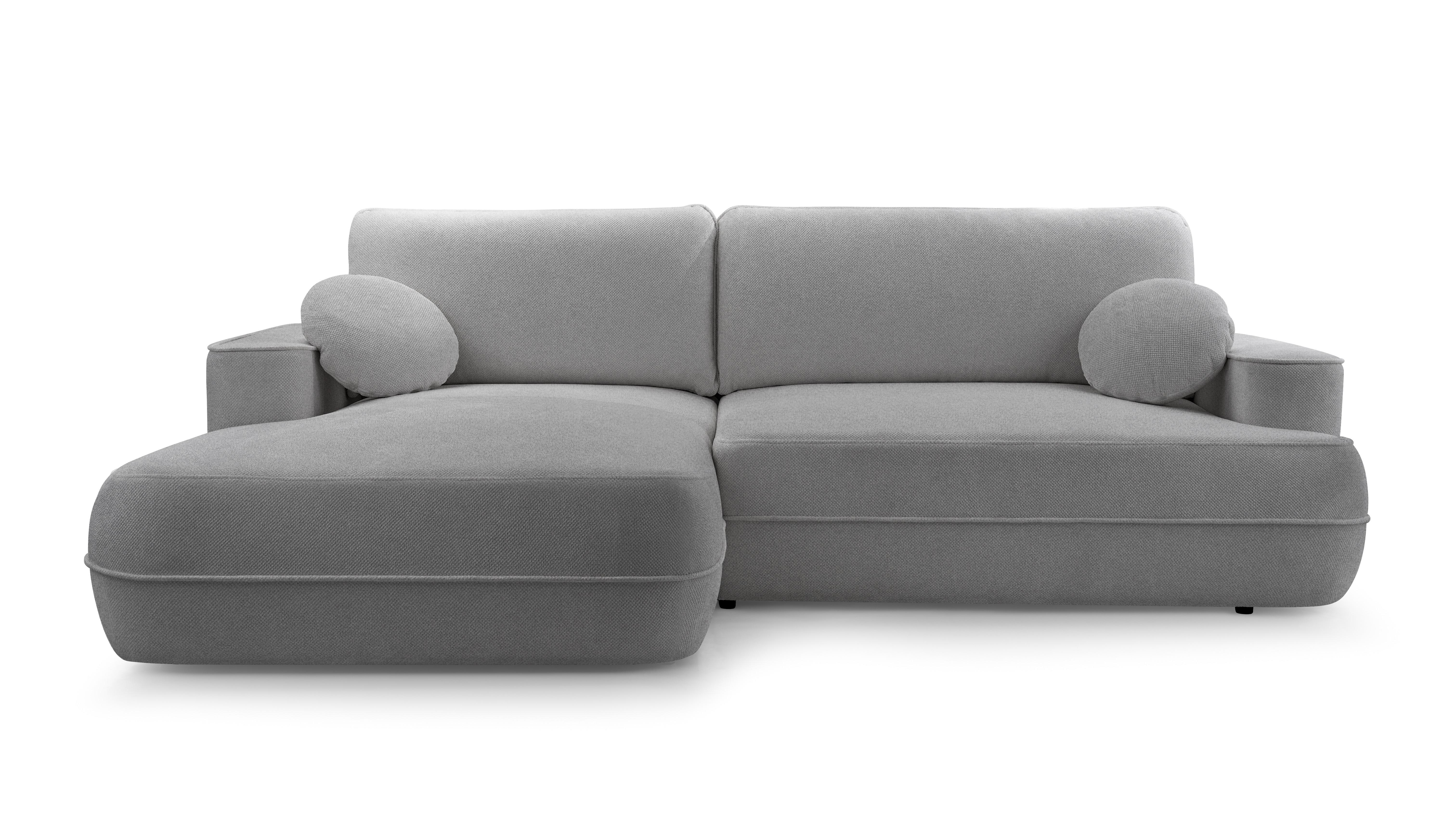 ECKCOUCH L Form Peoni Hellgrau 267/168/87 cm mit Schlaffunktion L - Hellgrau/Schwarz, Kunststoff/Textil (168/267cm) - AX Living