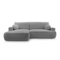 ECKCOUCH L Form Peoni Hellgrau 267/168/87 cm mit Schlaffunktion L - Hellgrau/Schwarz, Kunststoff/Textil (168/267cm) - AX Living
