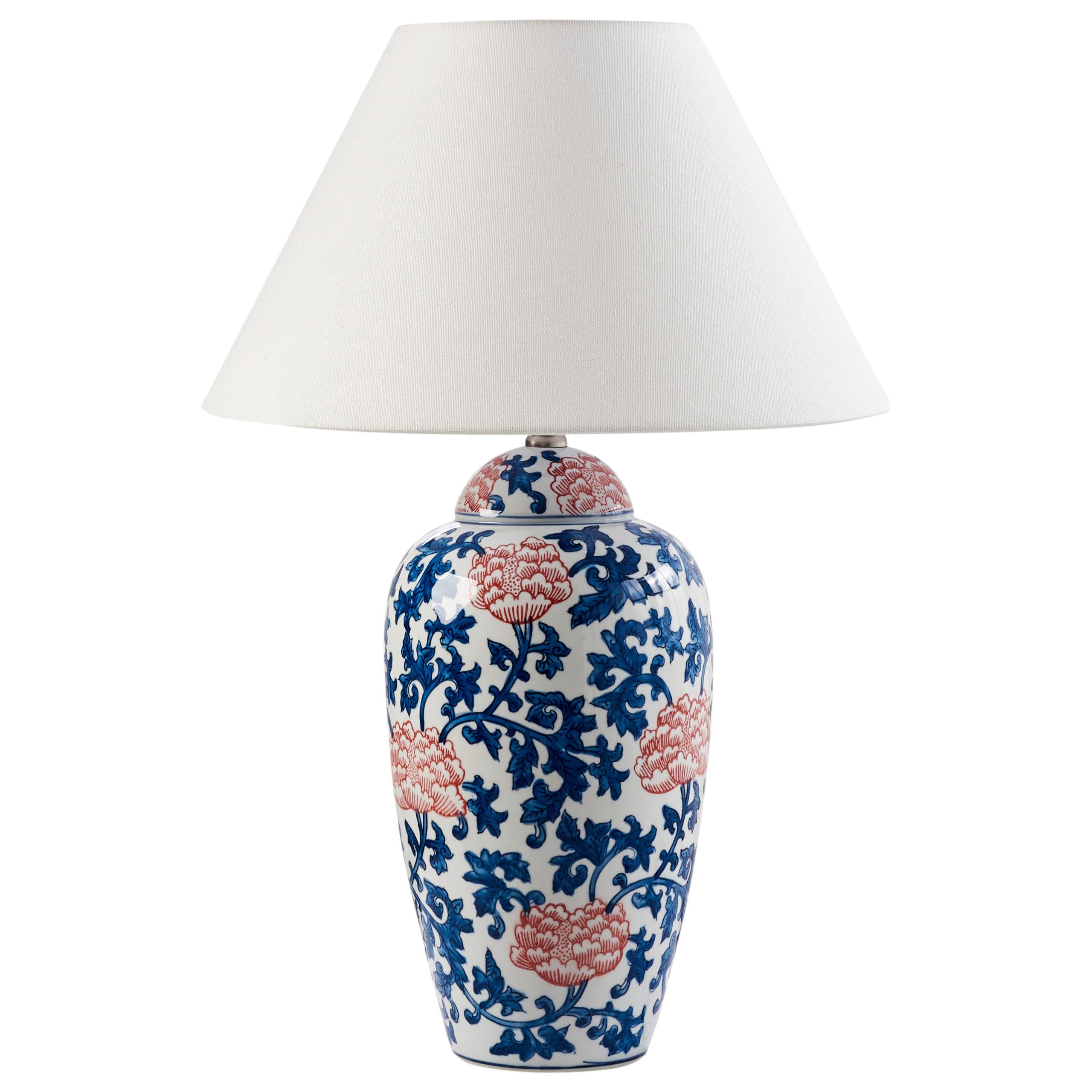 TISCHLAMPE Weiß Verusa - Blau/Rot, Keramik (41/41/65cm) - Beliani
