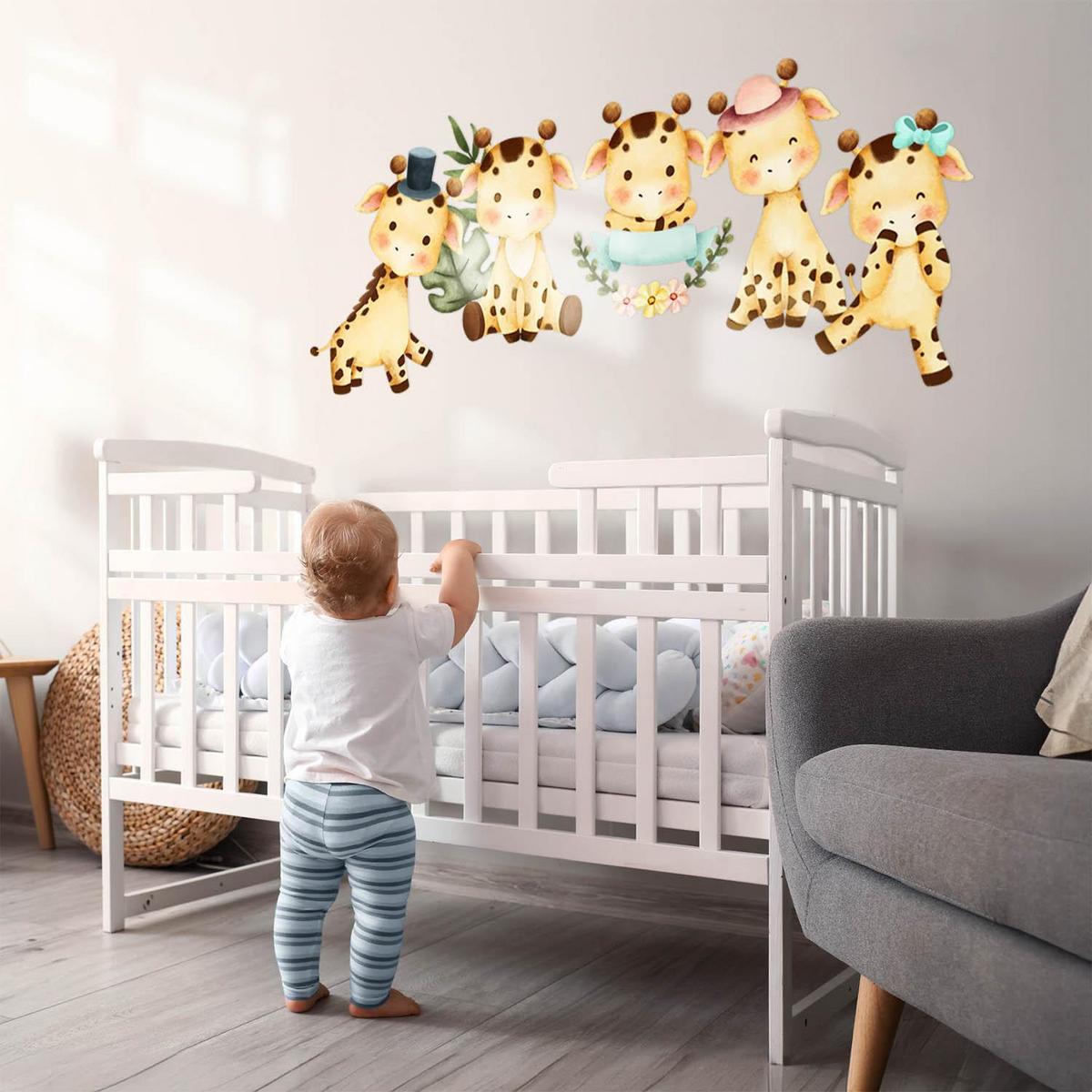 WANDAUFKLEBER 80x135cm - Giraffen auf Safari - Multicolor, Kunststoff (80/135/0.1cm) - Wallfluent
