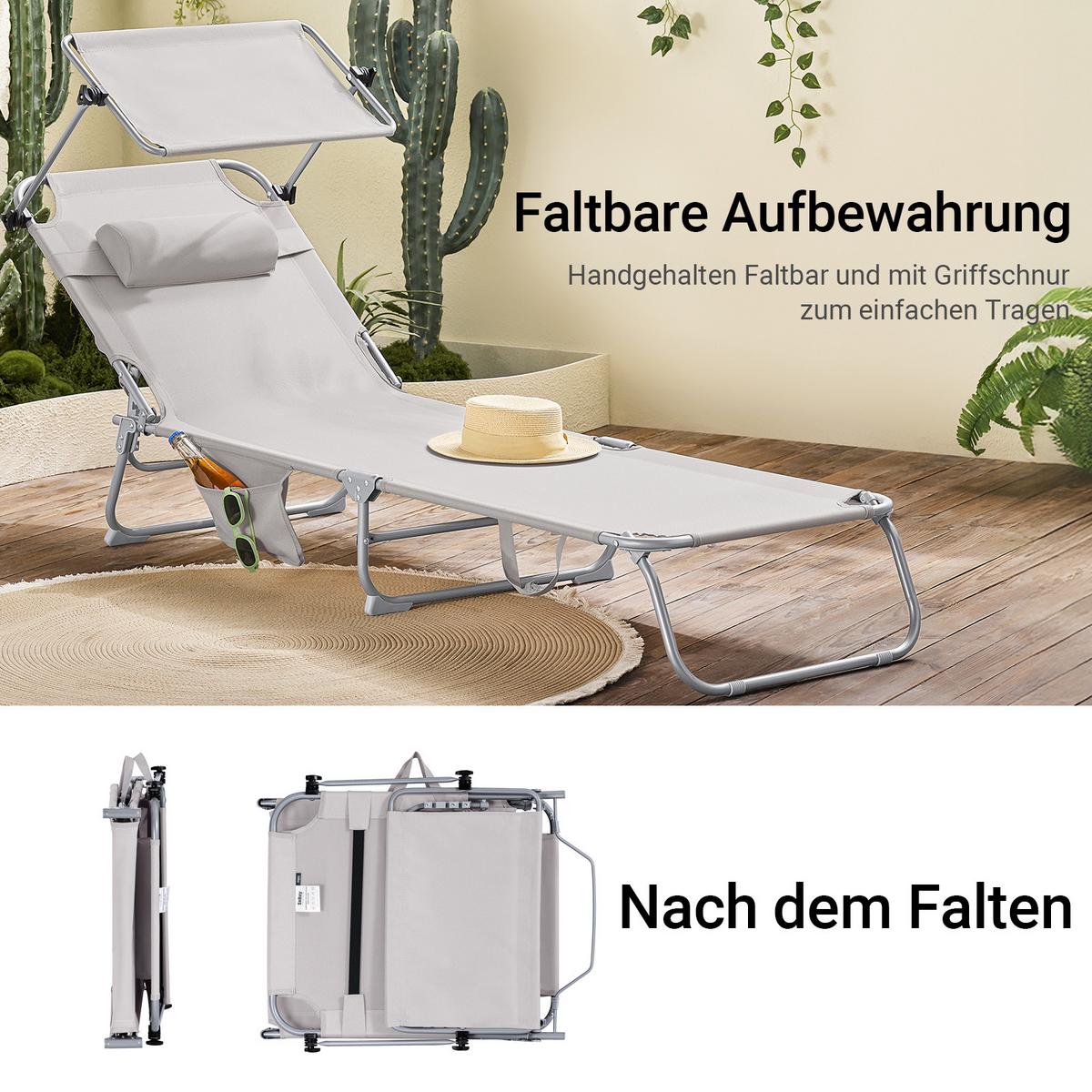 SONNENLIEGE 2er Set Beige - Beige, Textil/Metall (195/90/63cm) - SoBuy