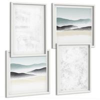 BILDER SET 4er Set - 50x50 cm & 40x60 cm Weißer Rahmen - Weiße Flecken auf Leinwandhintergrund - Weiß, Kunststoff (50/50cm) - TULUP