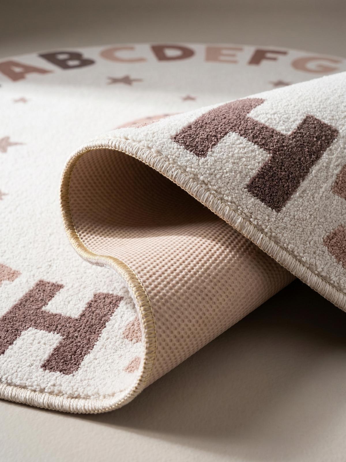 SPIELTEPPICH Waschbar TINO in Creme, mit Alphabet-Motiv, Ø 160 cm - Beige, Textil (160/160cm) - KADIMA DESIGN