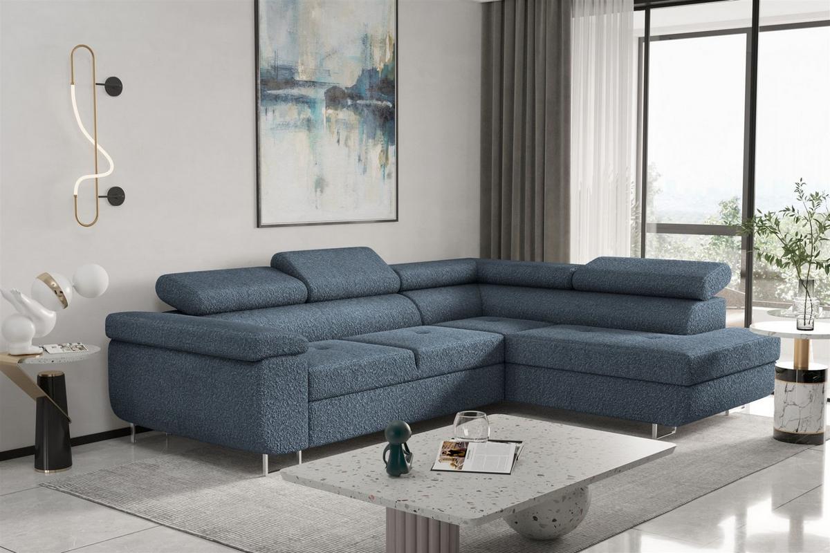 ECKSOFA Jade Mit Schlaffunktion - Blau, Holzwerkstoff/Textil (275/202cm) - Fun Möbel