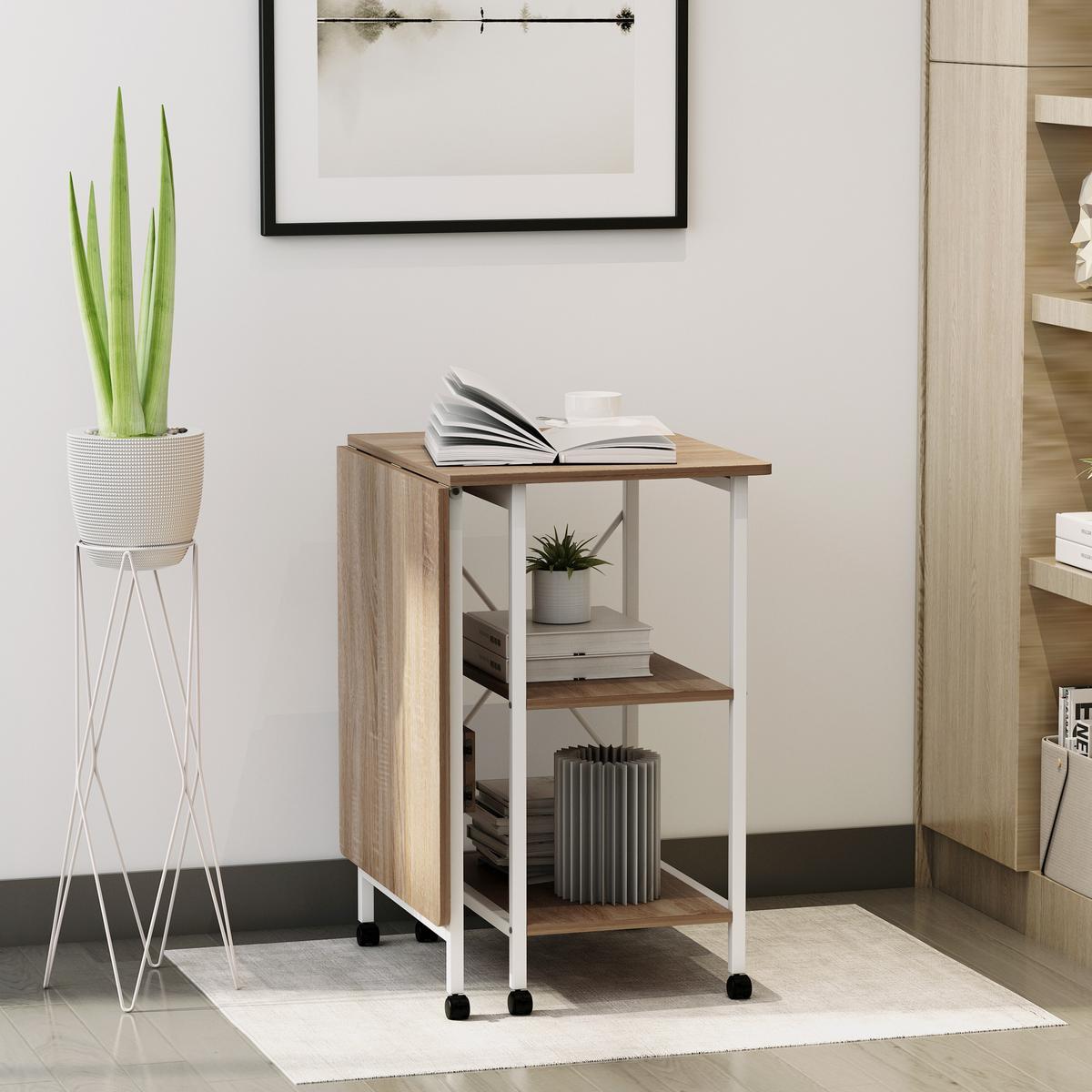 SCHREIBTISCH MDF, Weiß+Natur - Weiß, Kunststoff (107/55/76cm) - HOMCOM