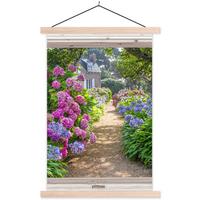 POSTER MIT MAGNETLEISTEN Hortensie - Durchsichtig - Blumen - Sommer - Lila - Weg Deko Wohnzimmer 40x60 cm - Lila, Textil (40/60/0.15cm) - MuchoWow