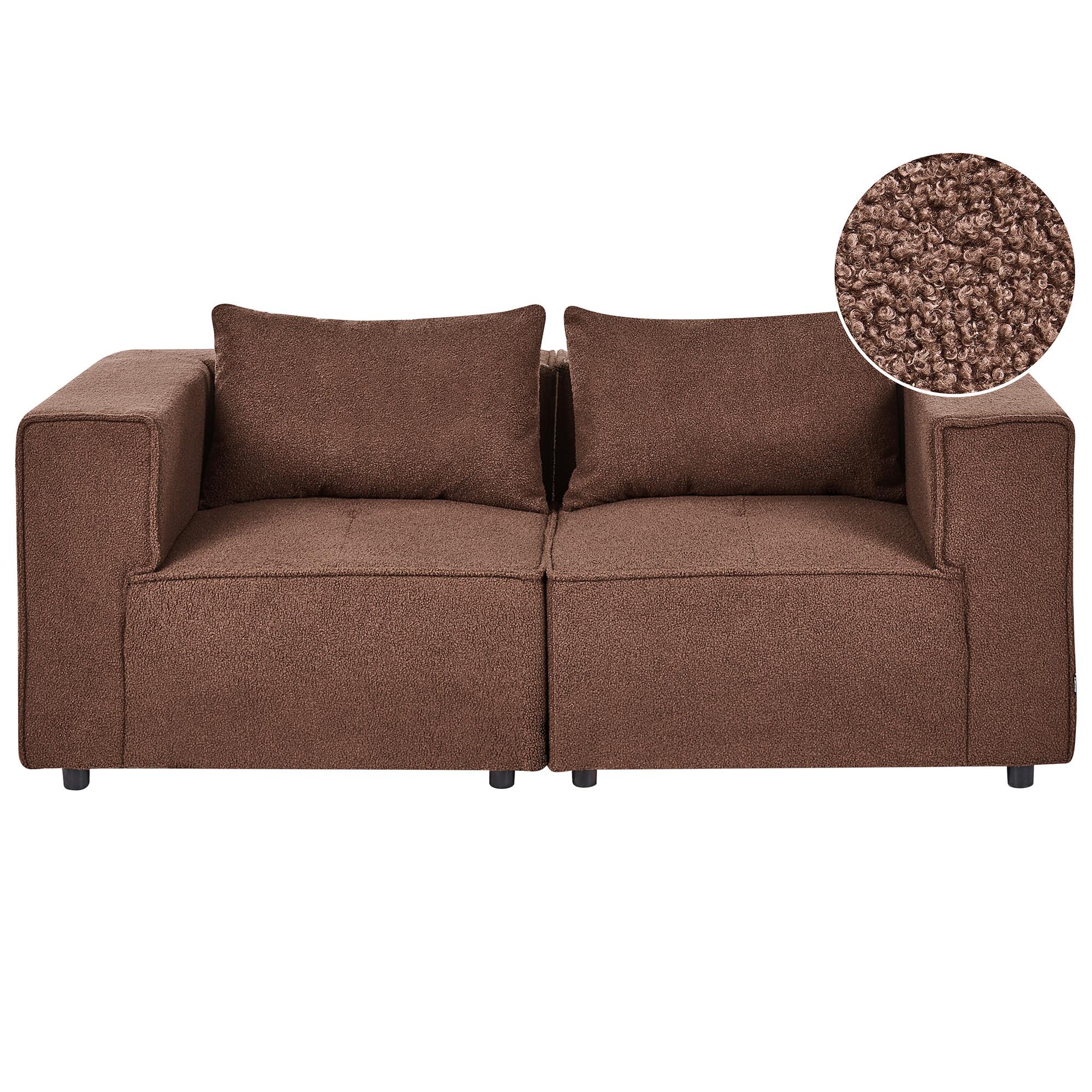 MODULSOFA 2-Sitzer Braun Bouclé Axebo - Braun, Textil (188/93/94cm) - Beliani
