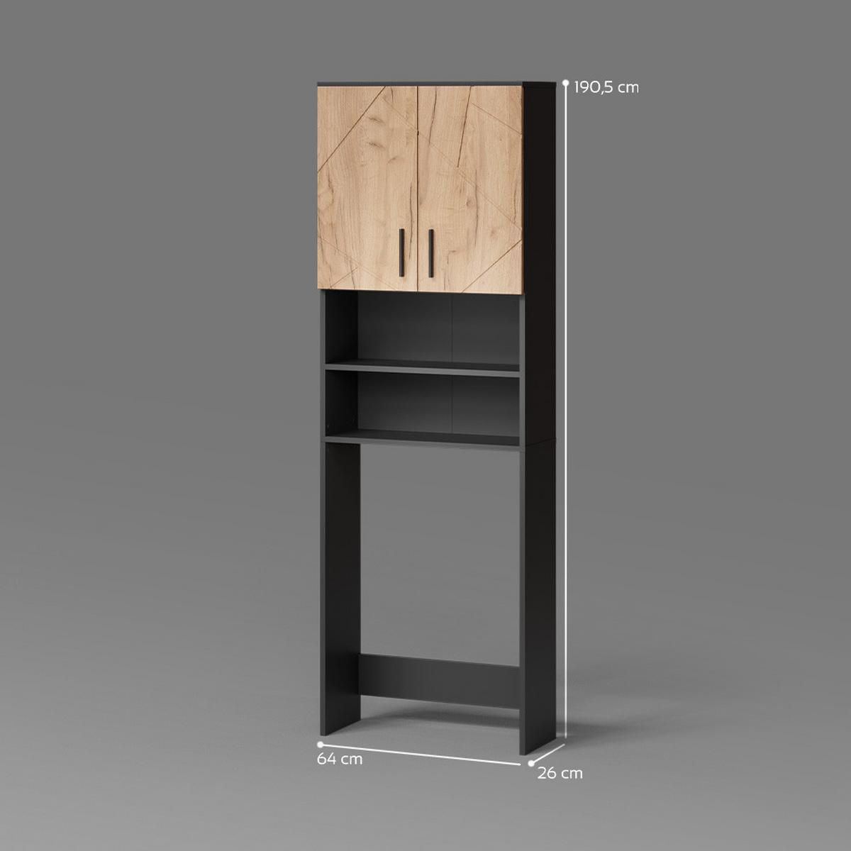 WASCHMASCHINENSCHRANK Ronco Goldkraft Eiche/Anthrazit 64 x 190.5 cm - Honigeiche/Anthrazit, Holzwerkstoff (64/190.5/26cm) - Livinity®