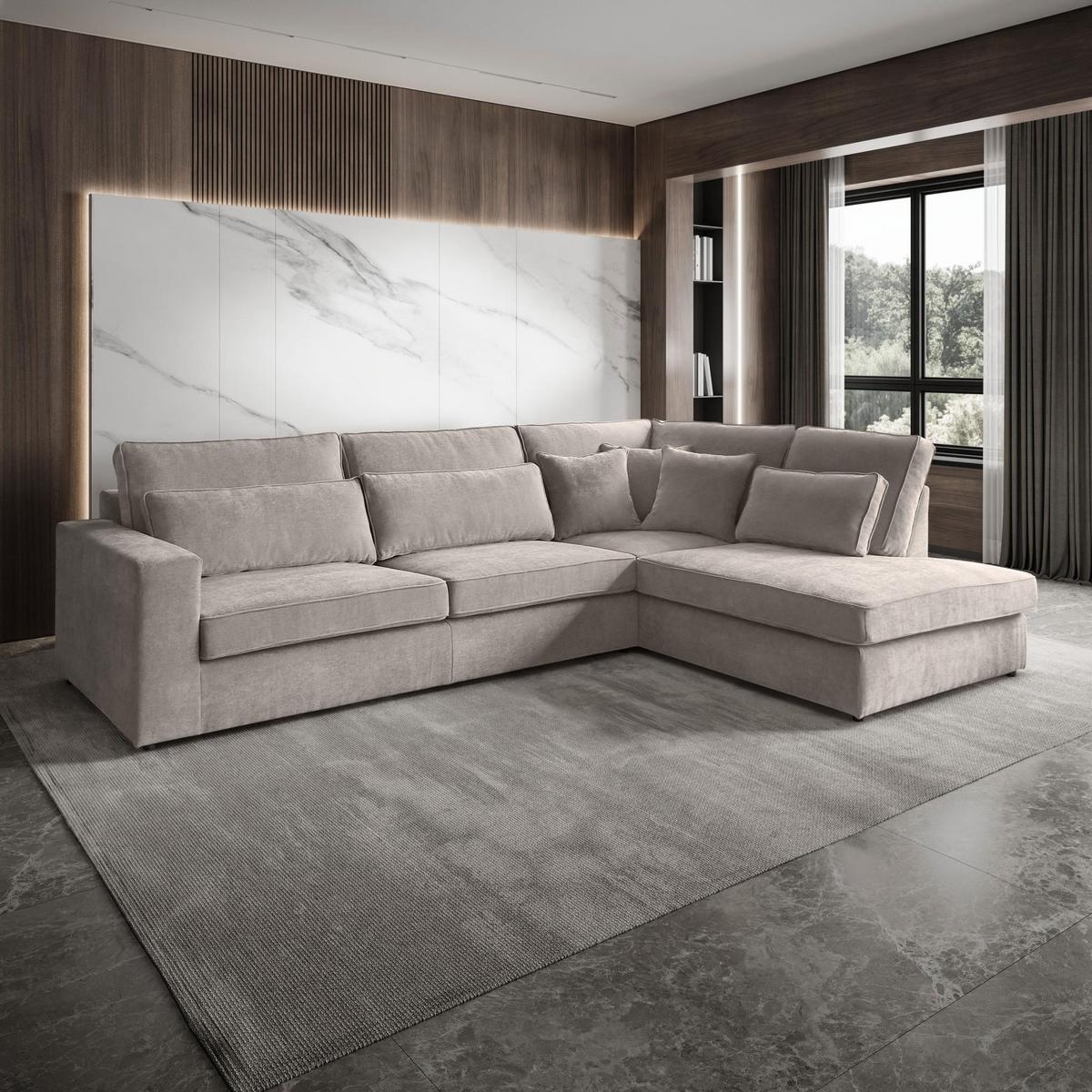 ECKSOFA Parma ohne Schlaffunktion cappuccino rechts - Schwarz/Cappuccino, Textil (314/224cm) - Beautysofa