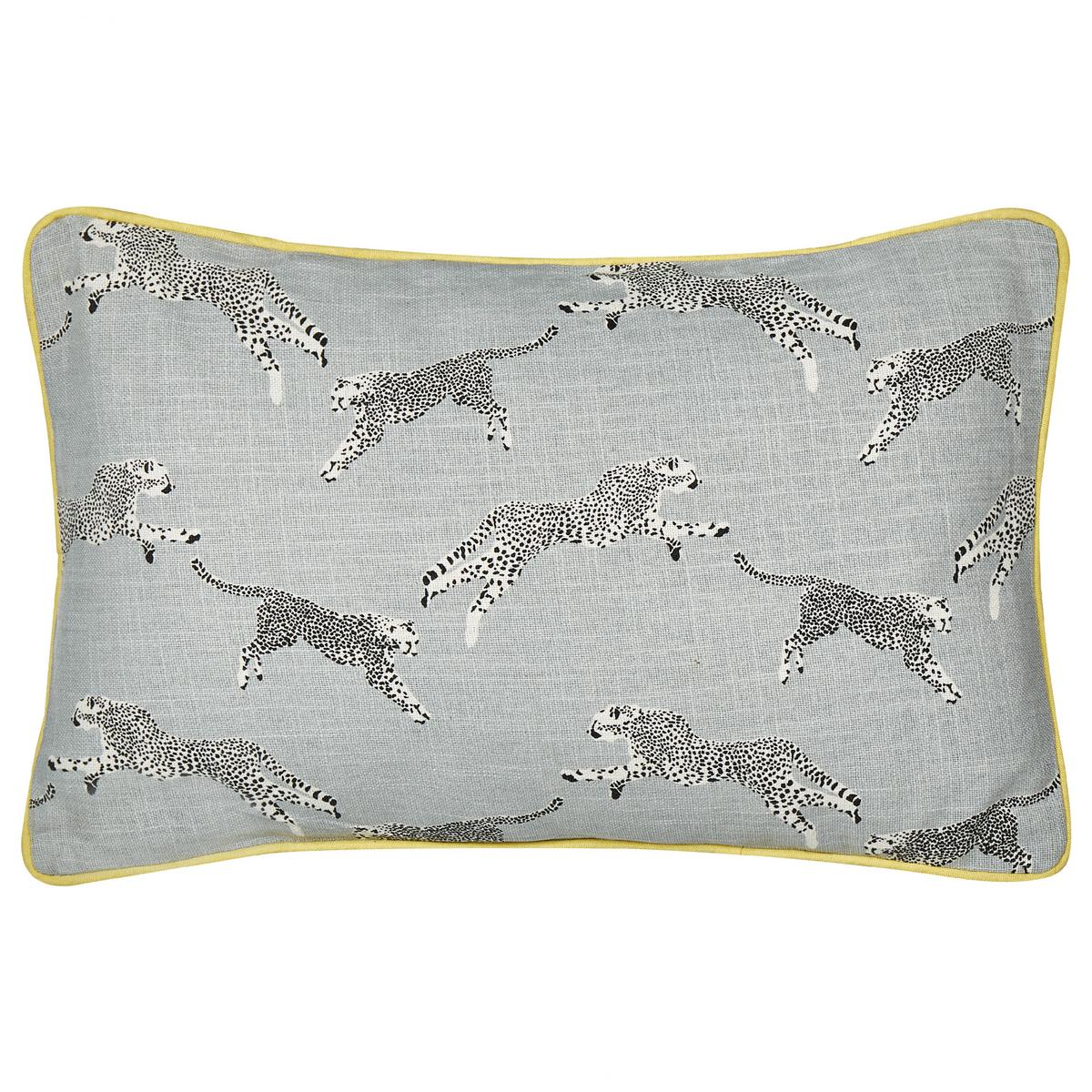 DEKOKISSEN 2er-Set Grau 30/50 cm Arales - Gelb/Schwarz, Textil (30/50cm) - Beliani
