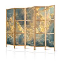 PARAVENT Japanischer 5-tlg 225x172 cm Himmel Wolken 3D - Gelb, Holz/Textil (225/172/3cm) - Muralo