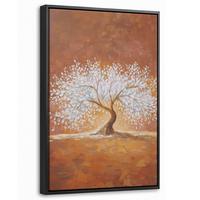 LEINWAND Bilder mit Rahmen - Abstrakt - Baum - Weiß - Blätter - 40x60 - Braun, Textil (40/60cm) - MuchoWow